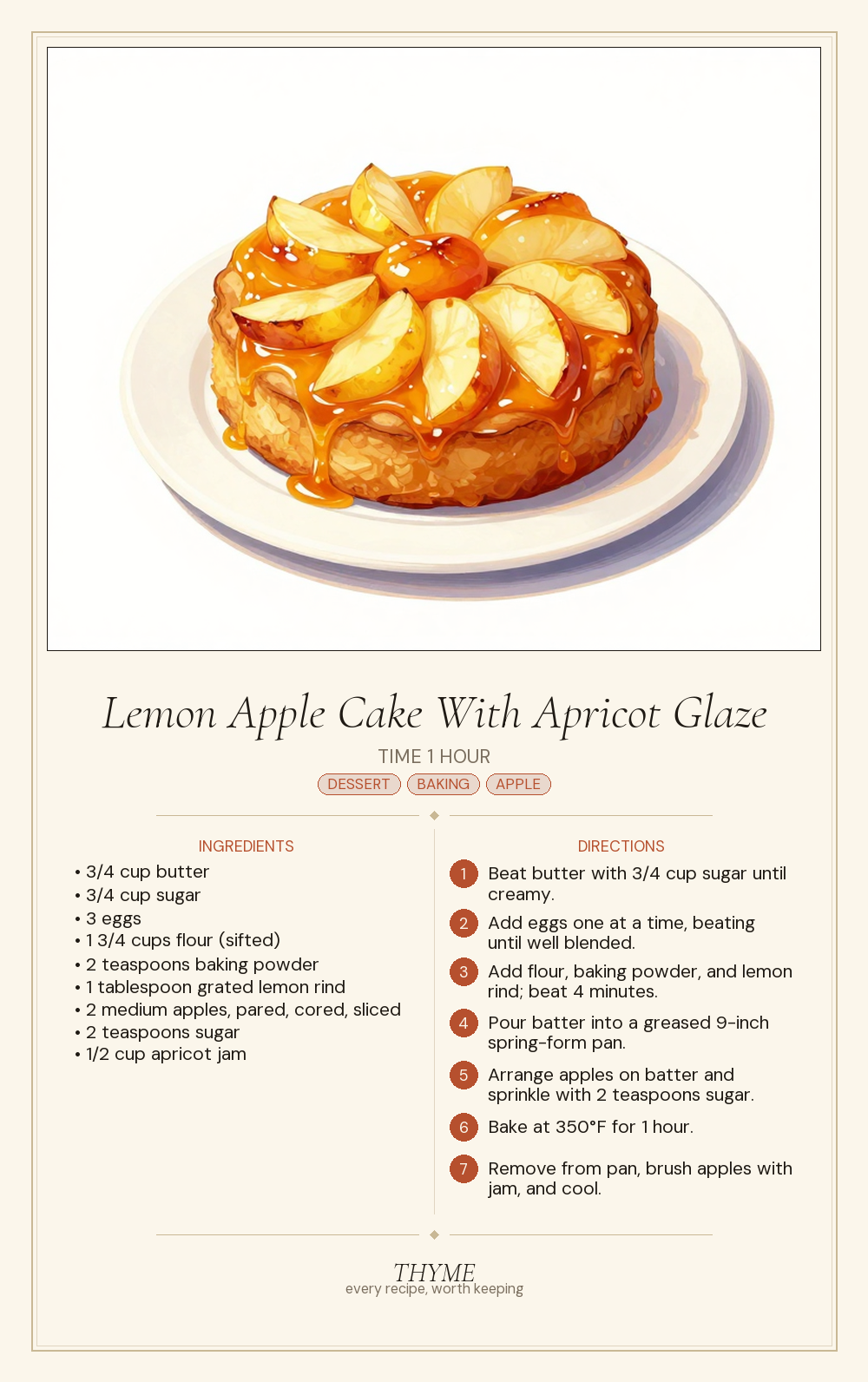 Lemon Apple Cake With Apricot Glaze