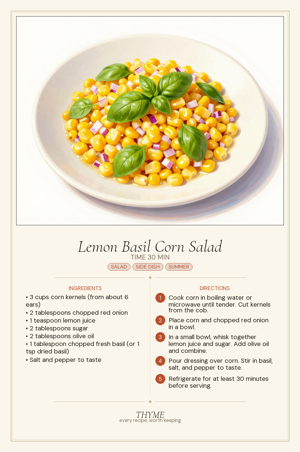 Lemon Basil Corn Salad