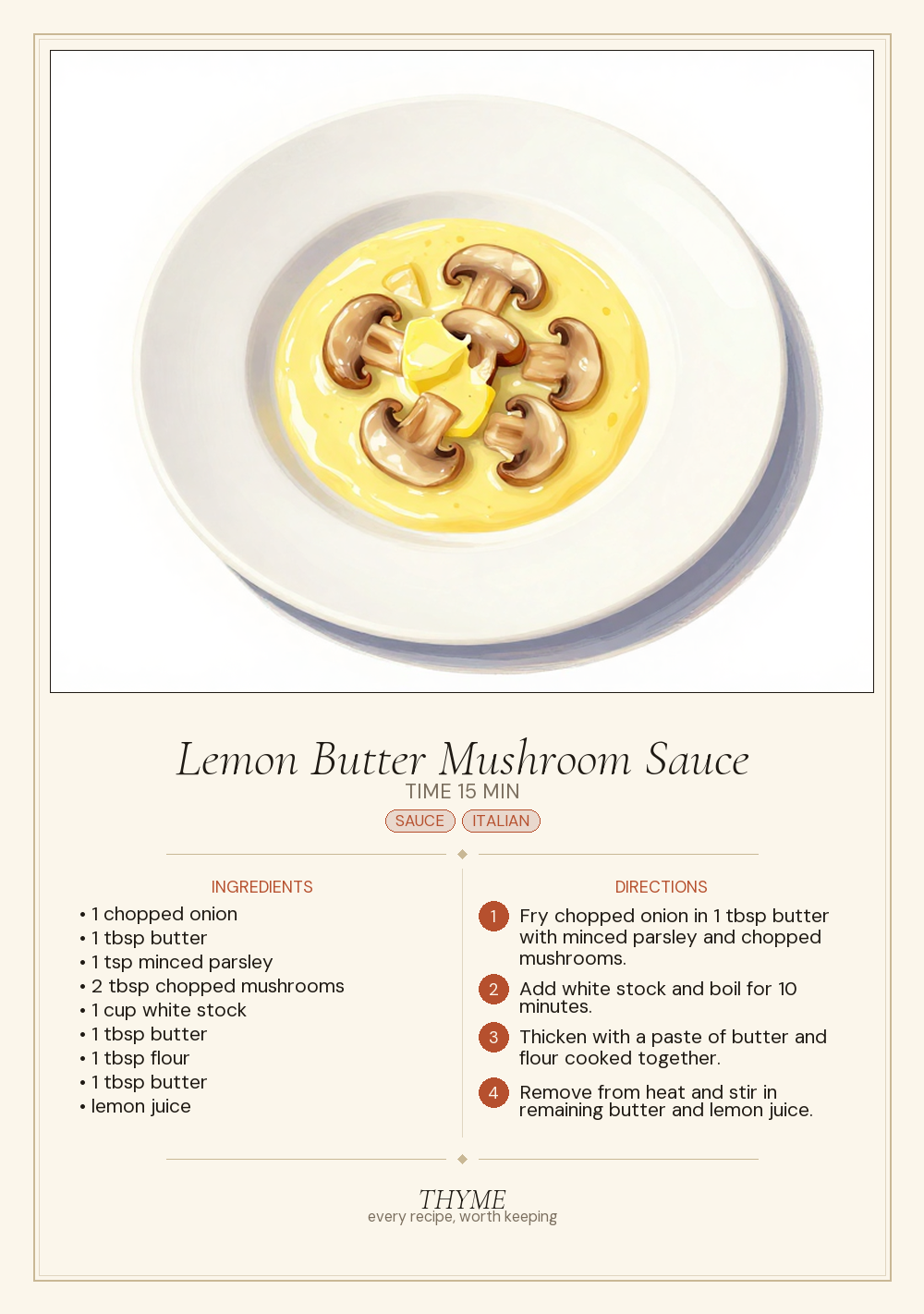 Lemon Butter Mushroom Sauce