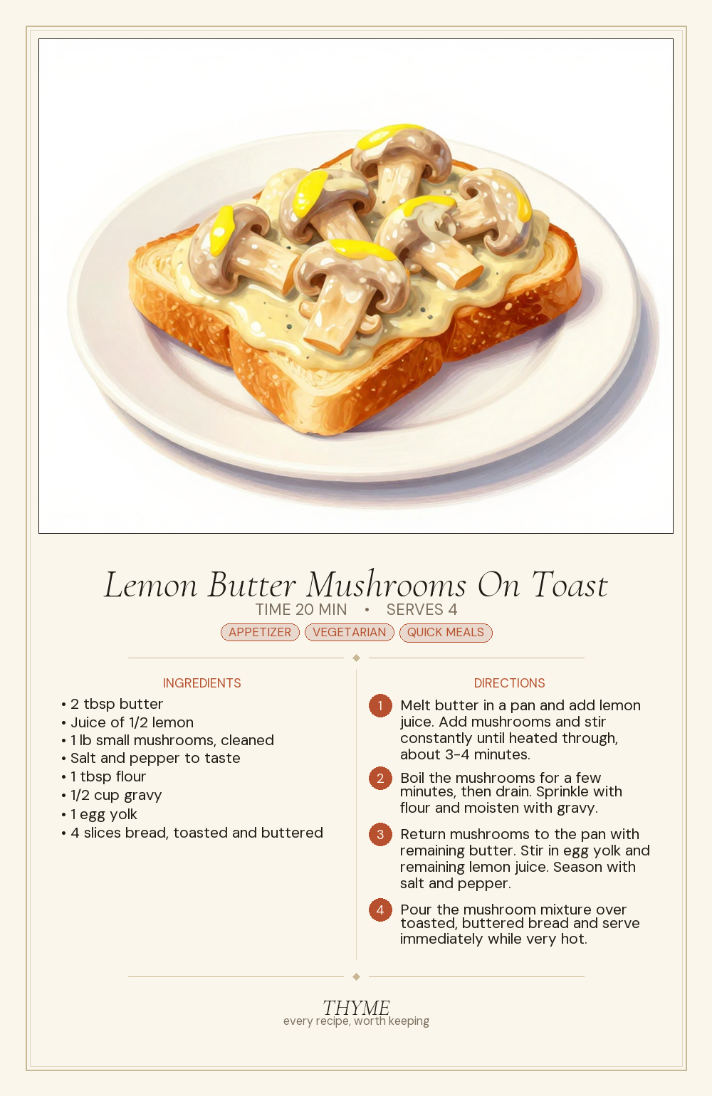 Lemon Butter Mushrooms On Toast