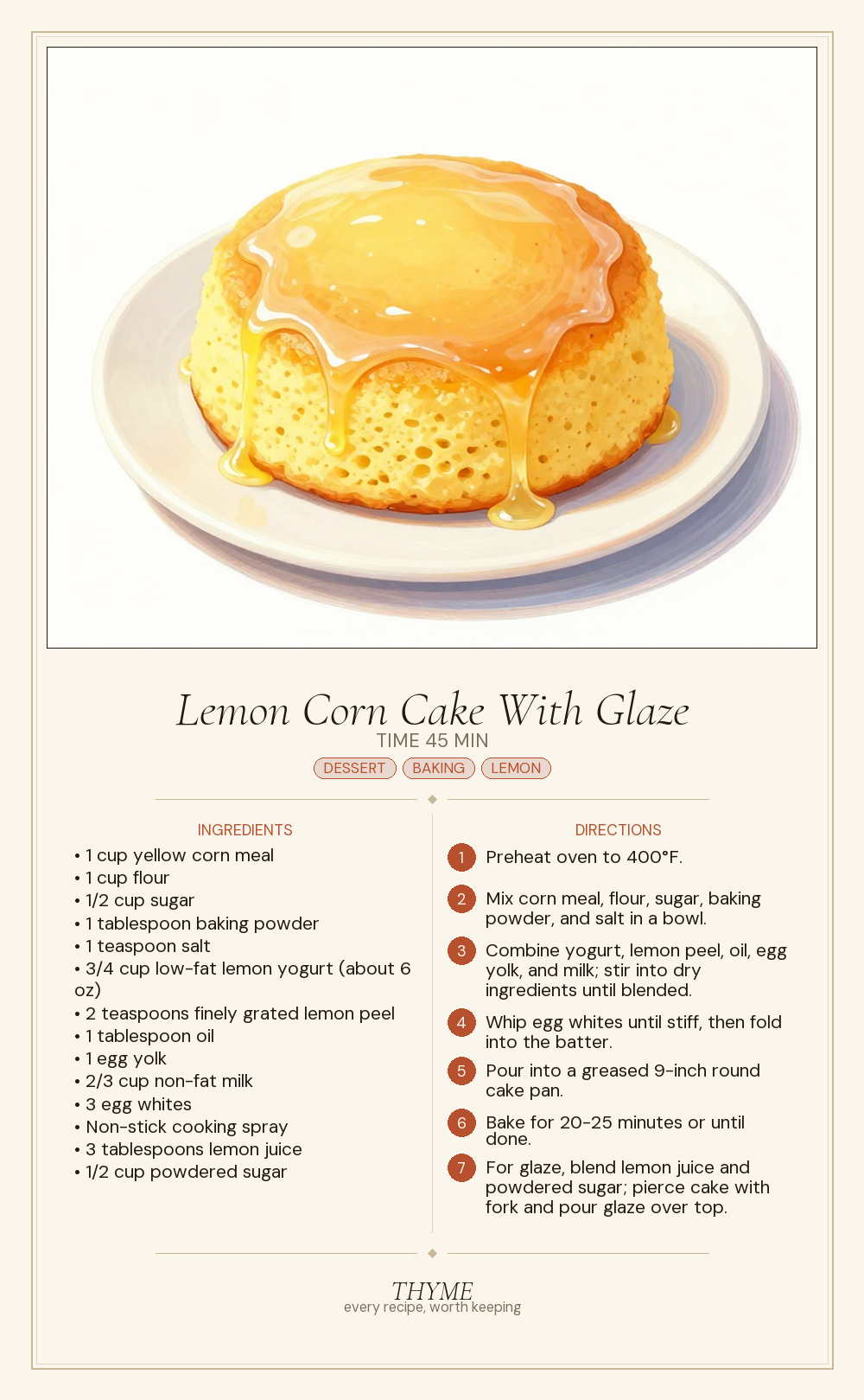 Lemon Corn Cake With Glaze