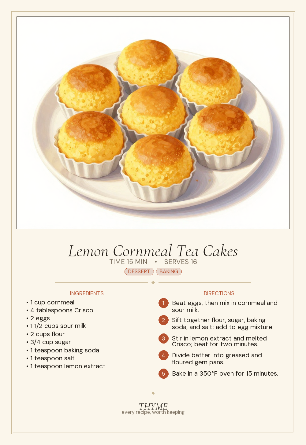 Lemon Cornmeal Tea Cakes