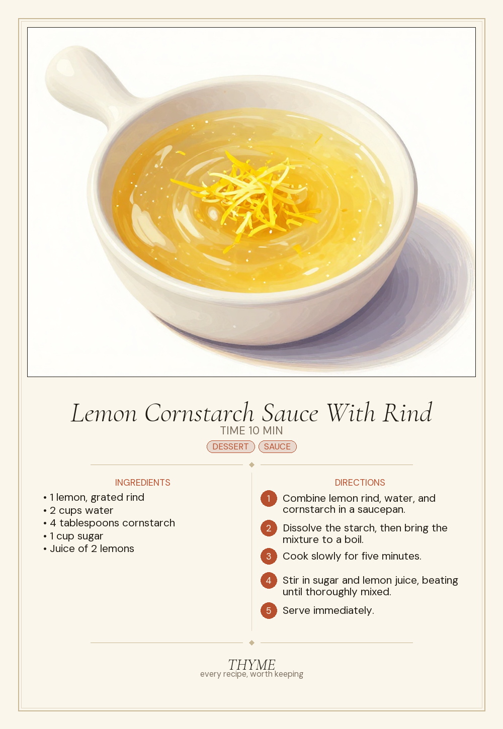 Lemon Cornstarch Sauce With Rind