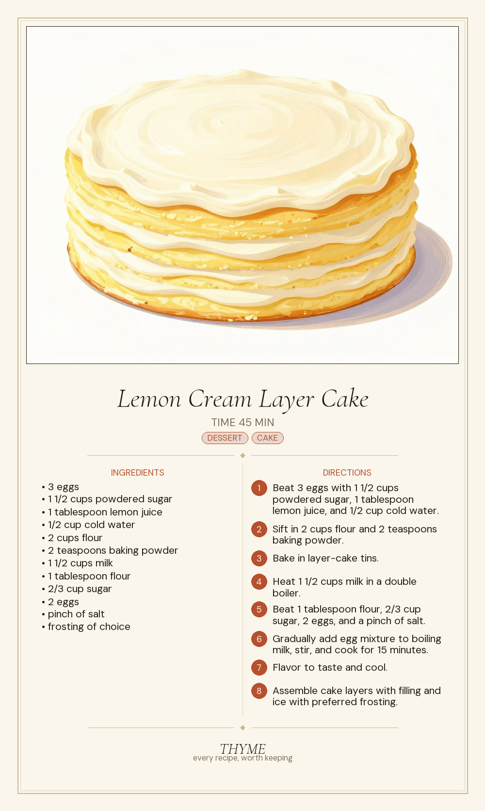Lemon Cream Layer Cake