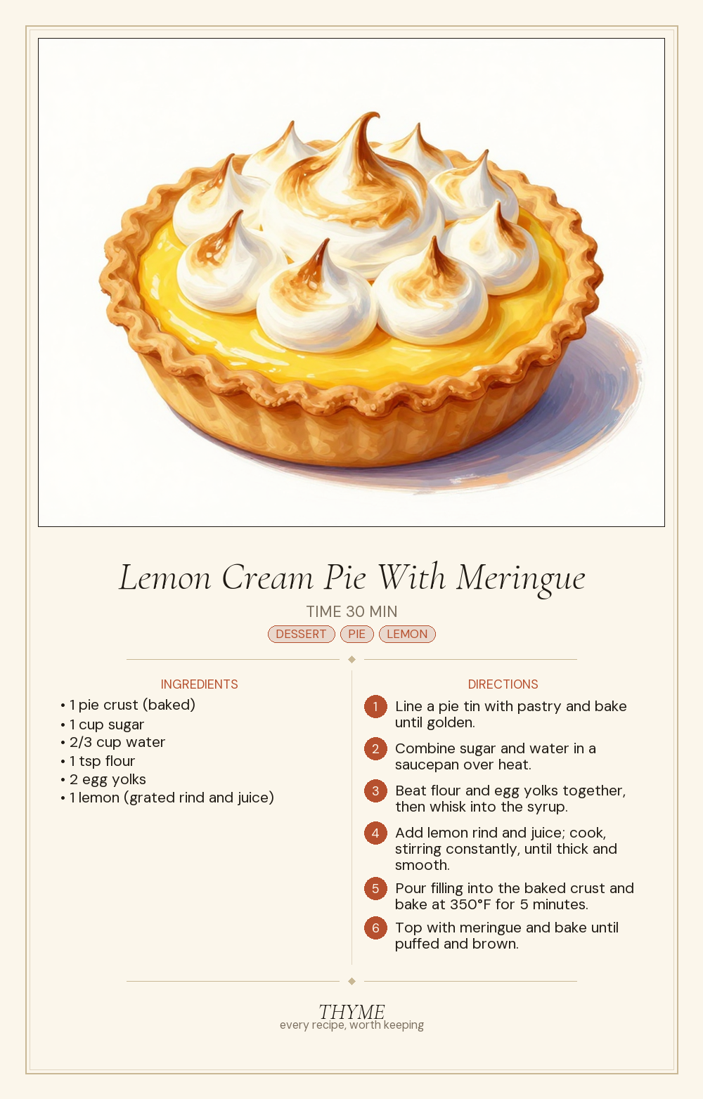 Lemon Cream Pie With Meringue