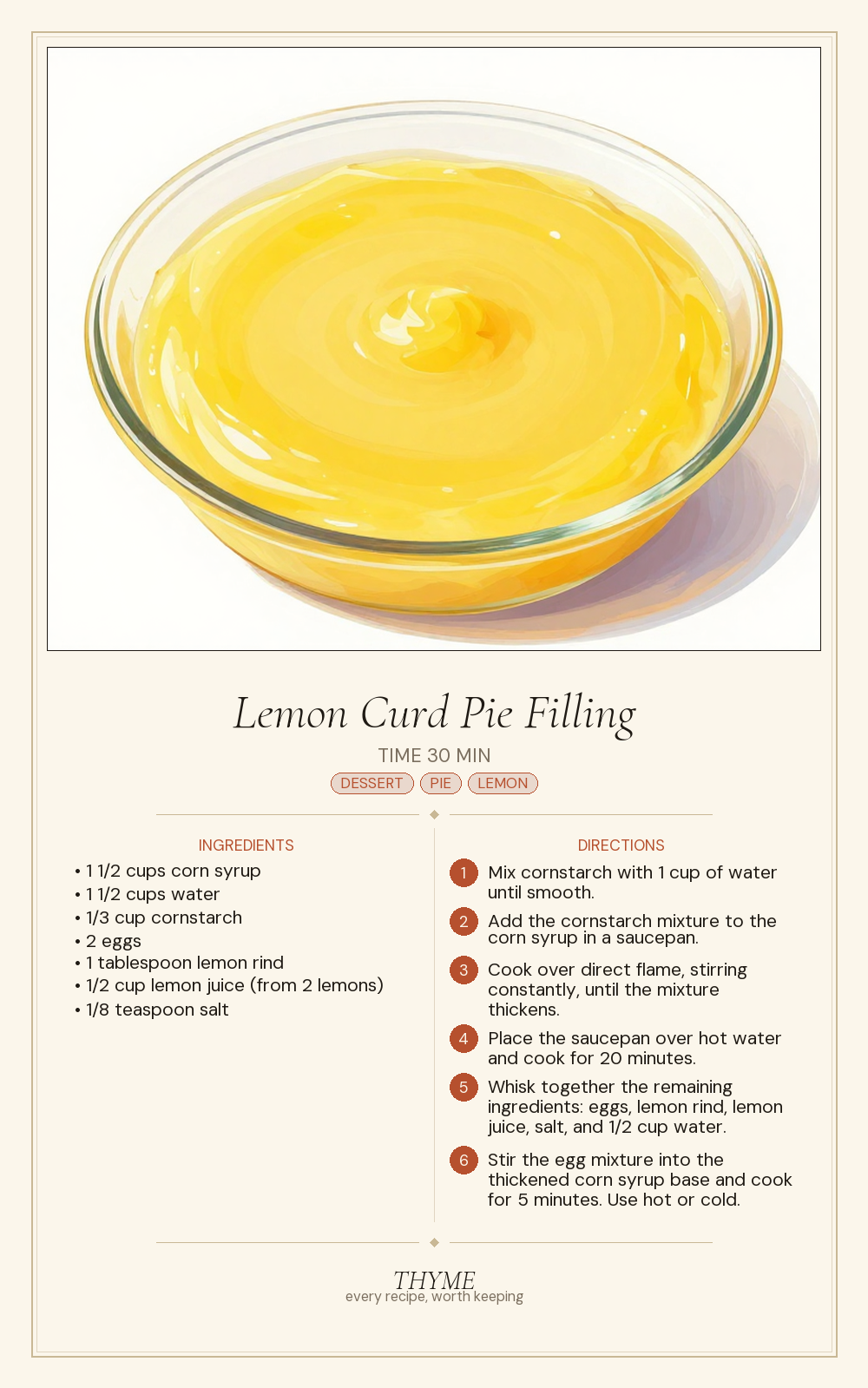 Lemon Curd Pie Filling