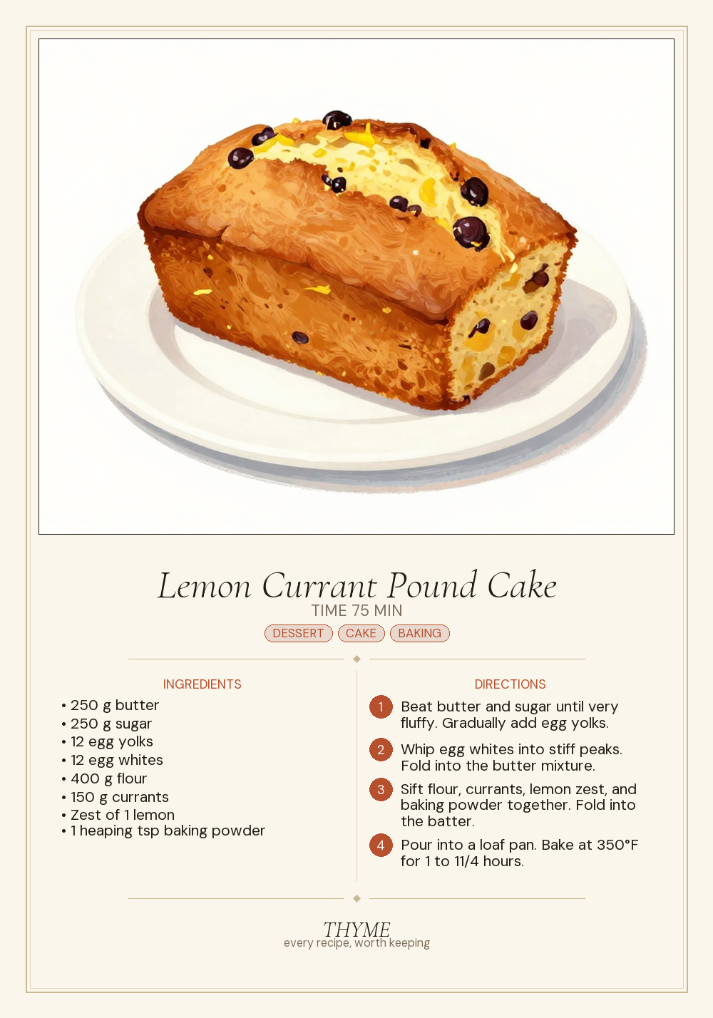 Lemon Currant Pound Cake