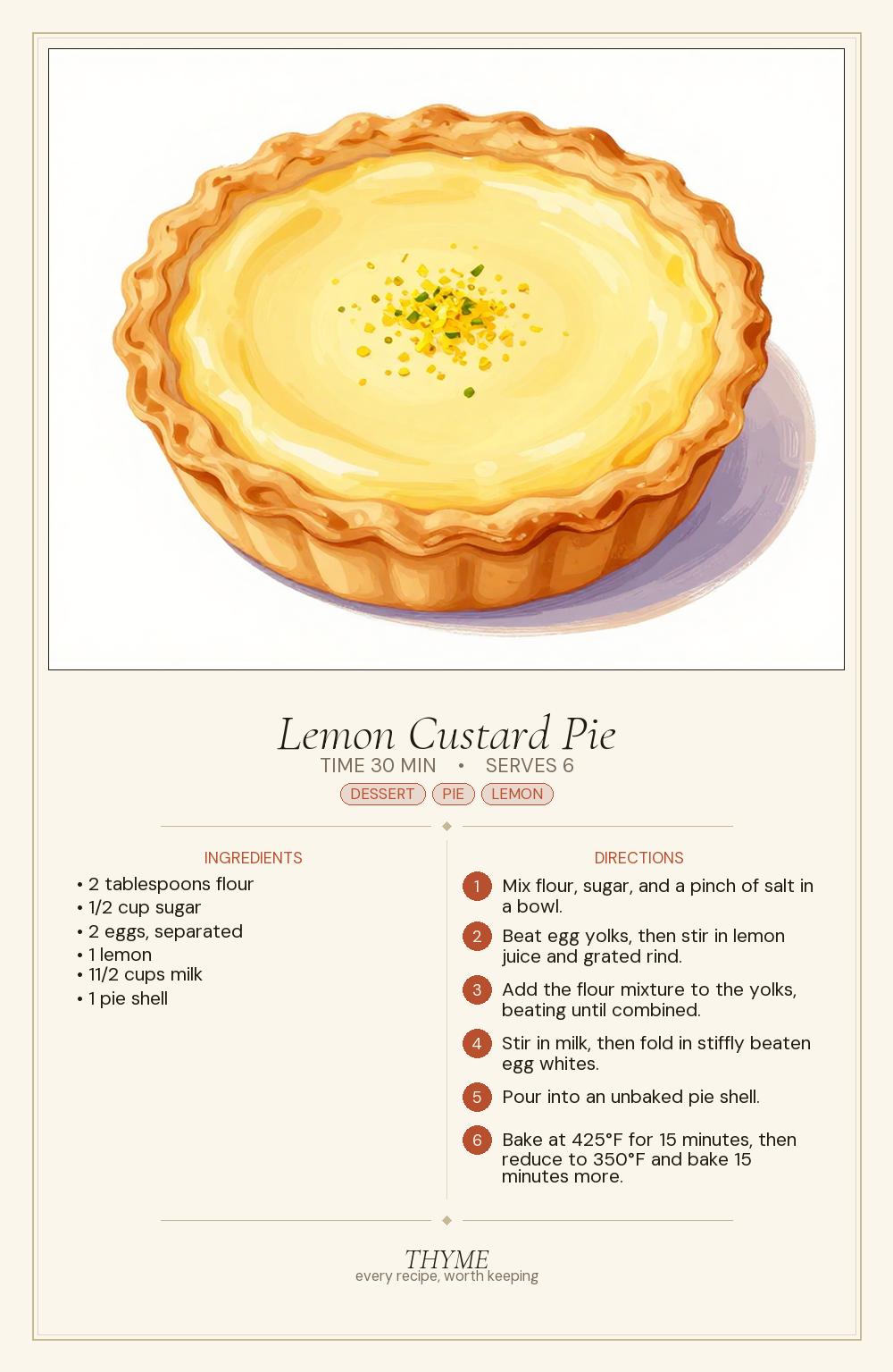 Lemon Custard Pie