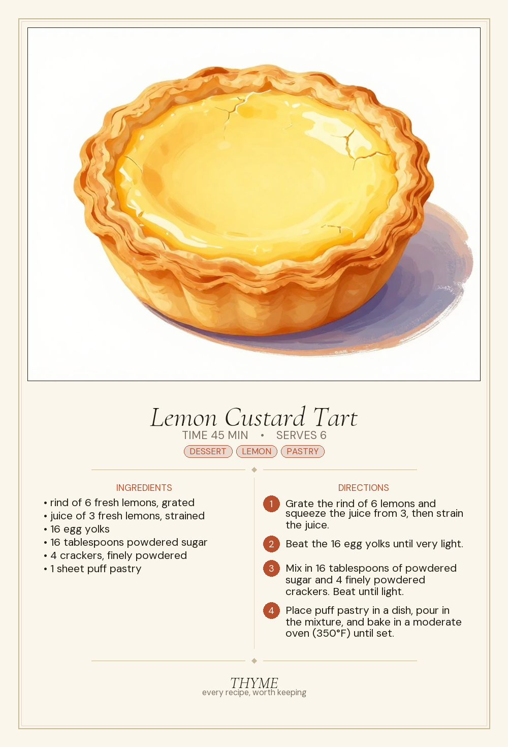 Lemon Custard Tart