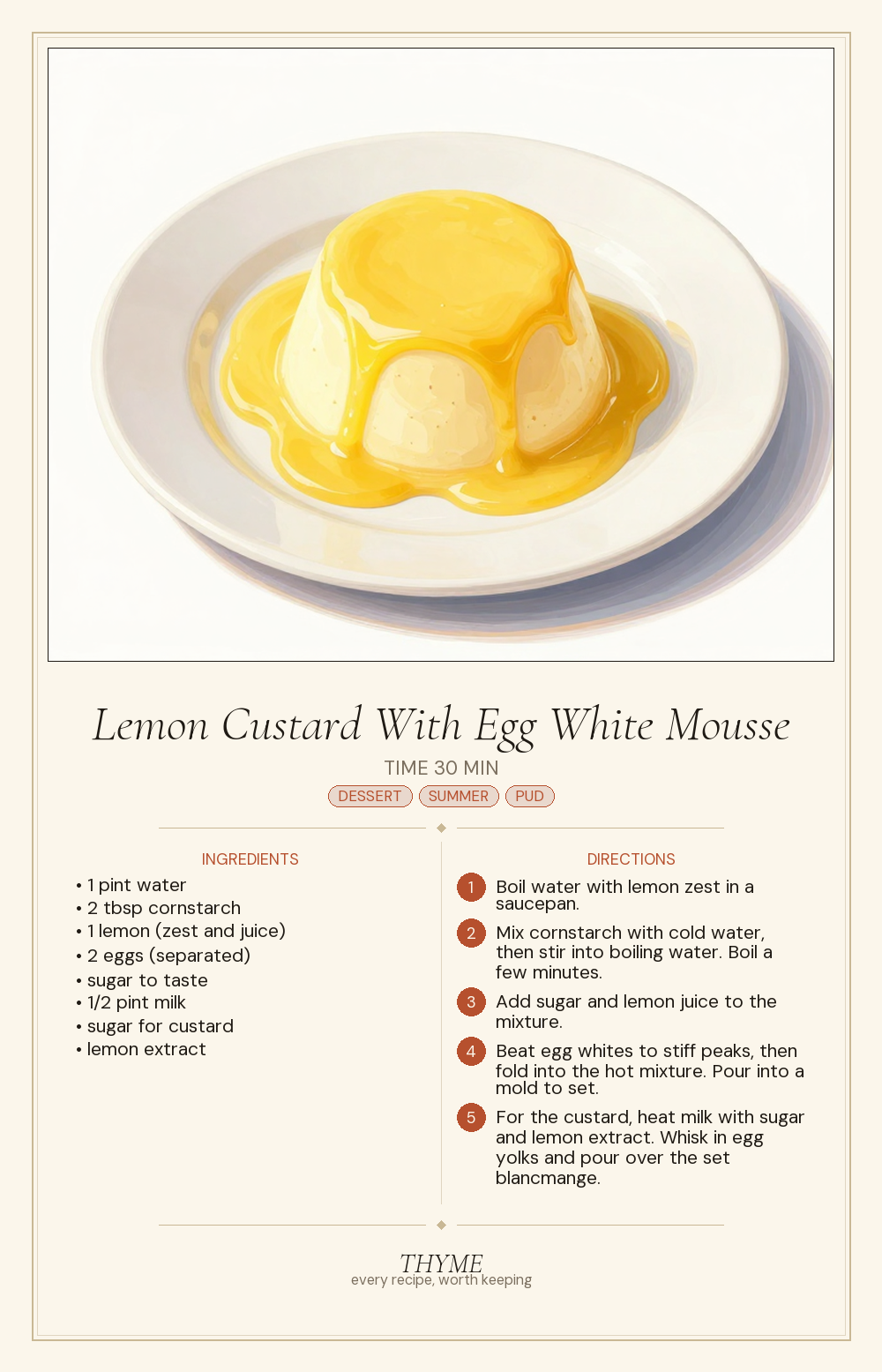 Lemon Custard With Egg White Mousse