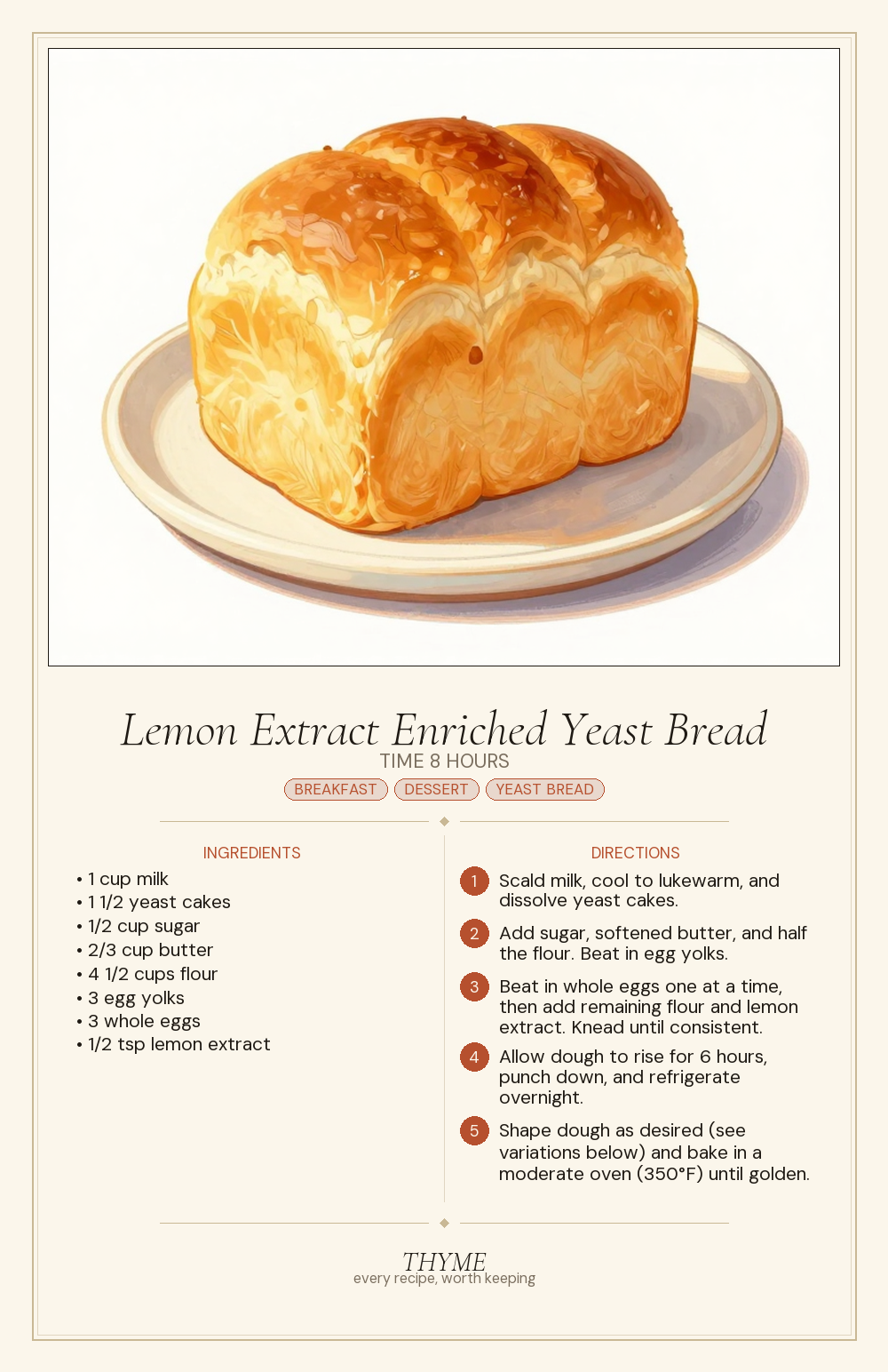 Lemon Extract Enriched Yeast Bread