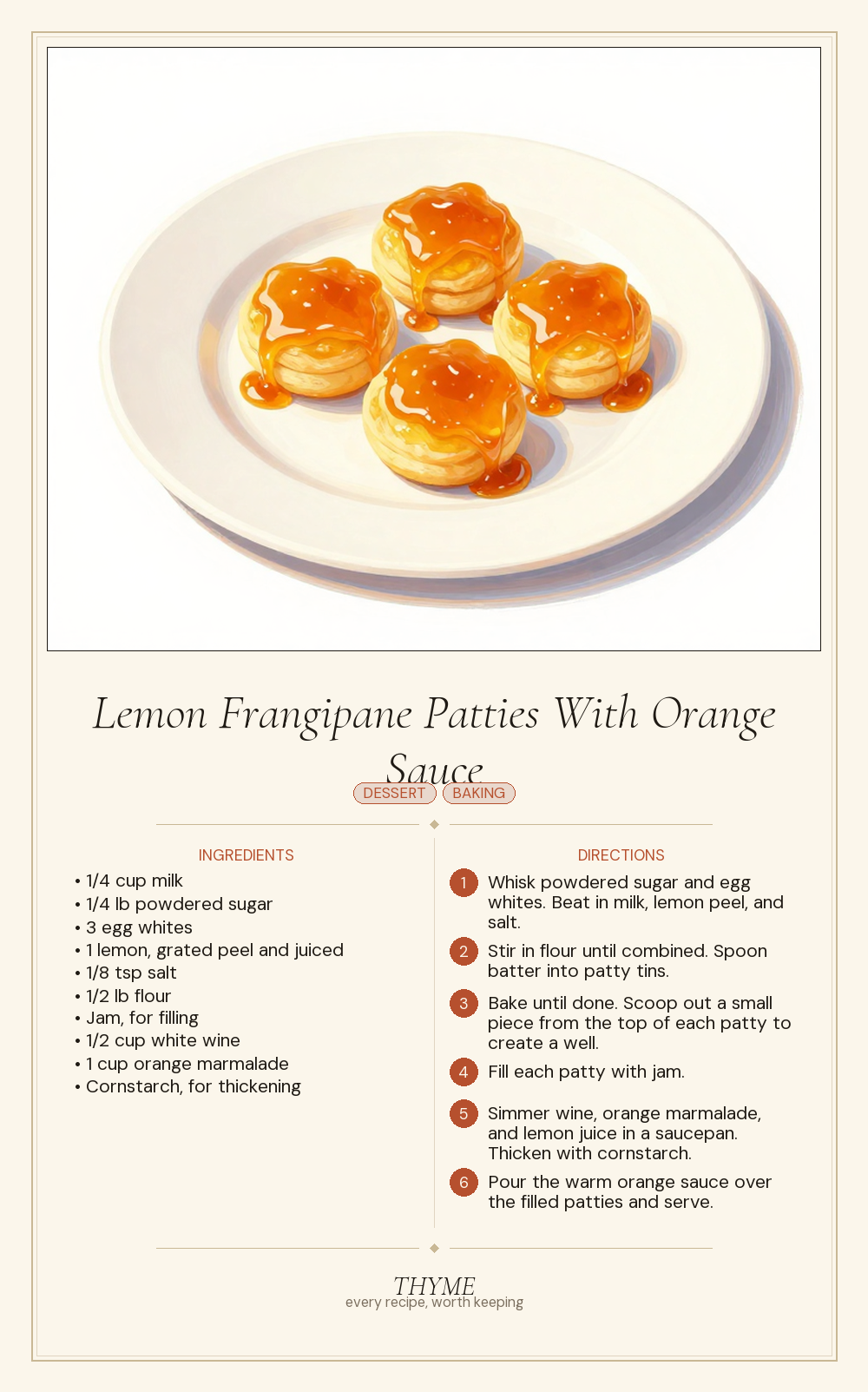 Lemon Frangipane Patties With Orange Sauce