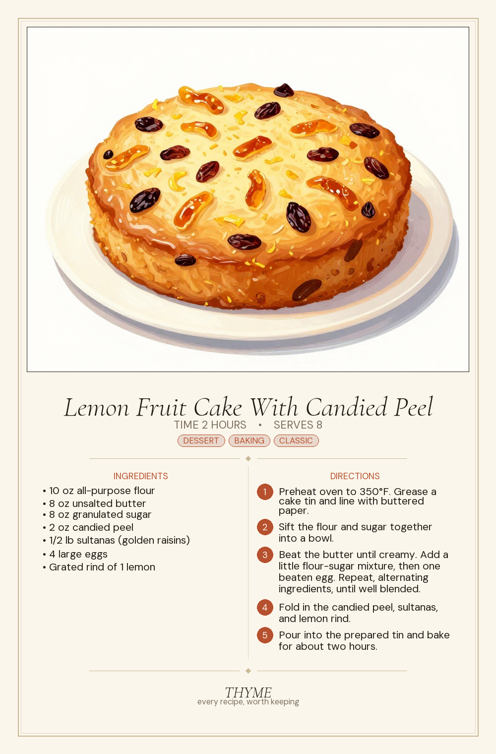 Lemon Fruit Cake With Candied Peel