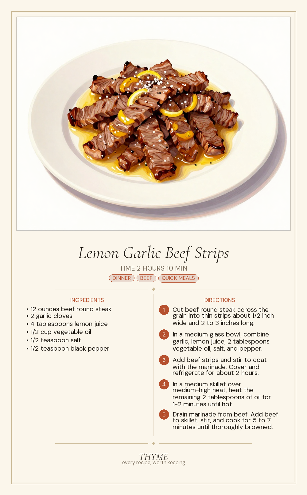 Lemon Garlic Beef Strips