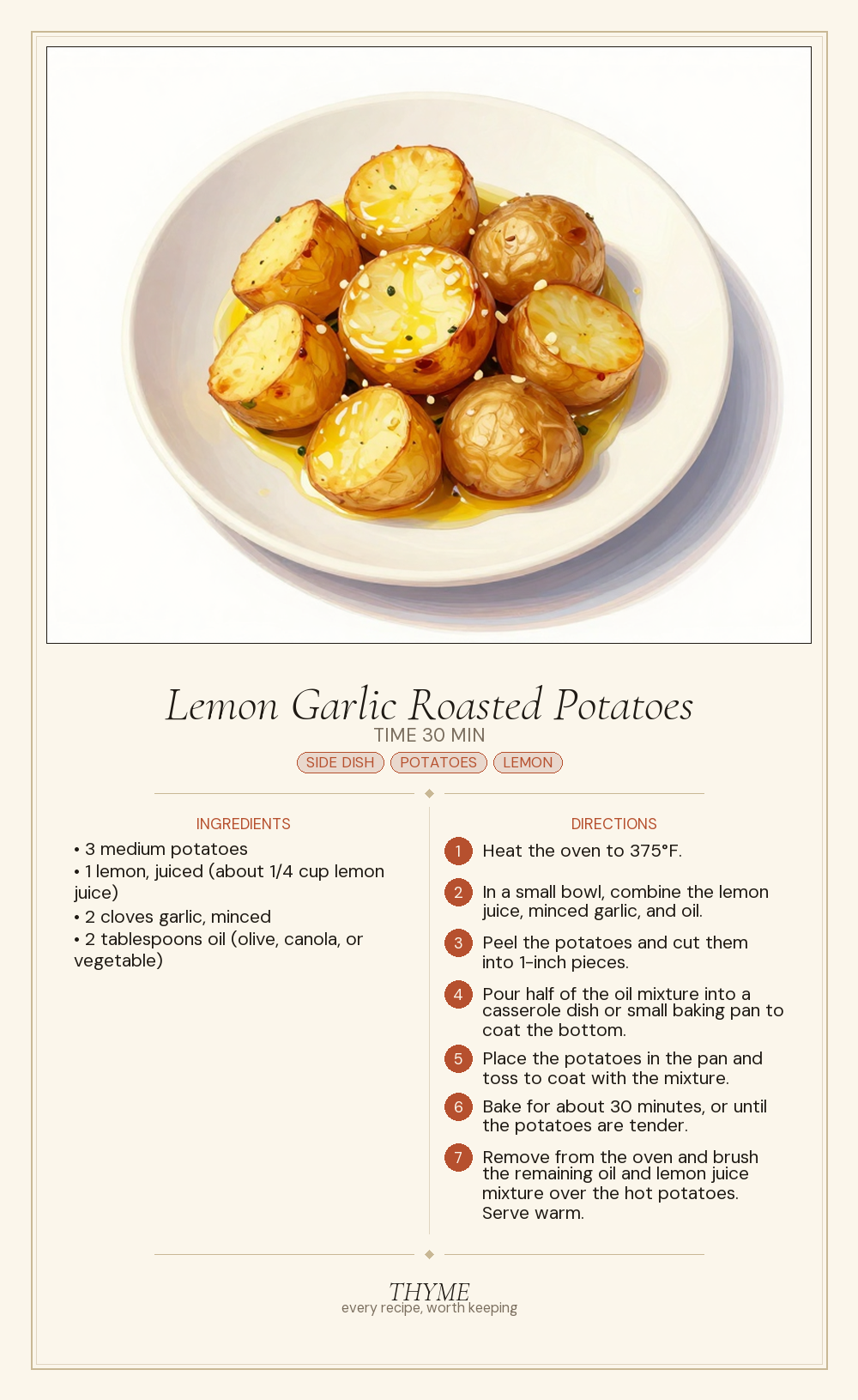 Lemon Garlic Roasted Potatoes