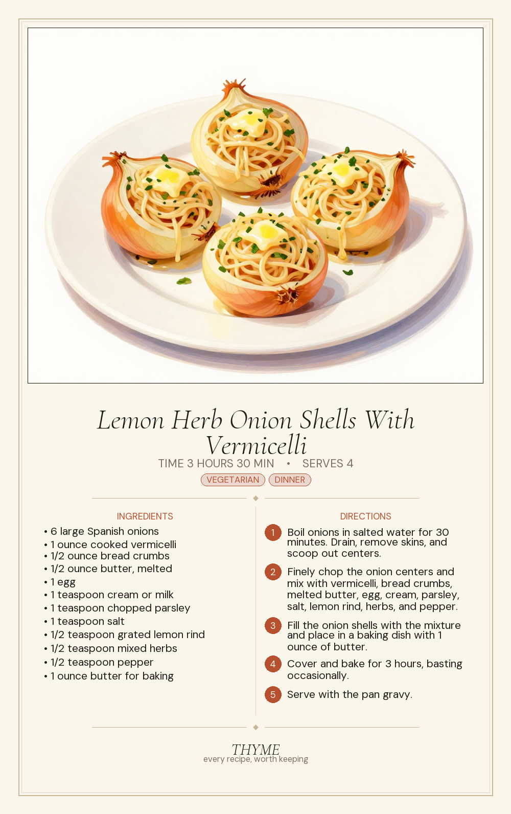 Lemon Herb Onion Shells With Vermicelli