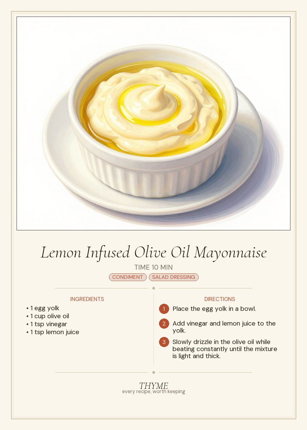 Lemon Infused Olive Oil Mayonnaise