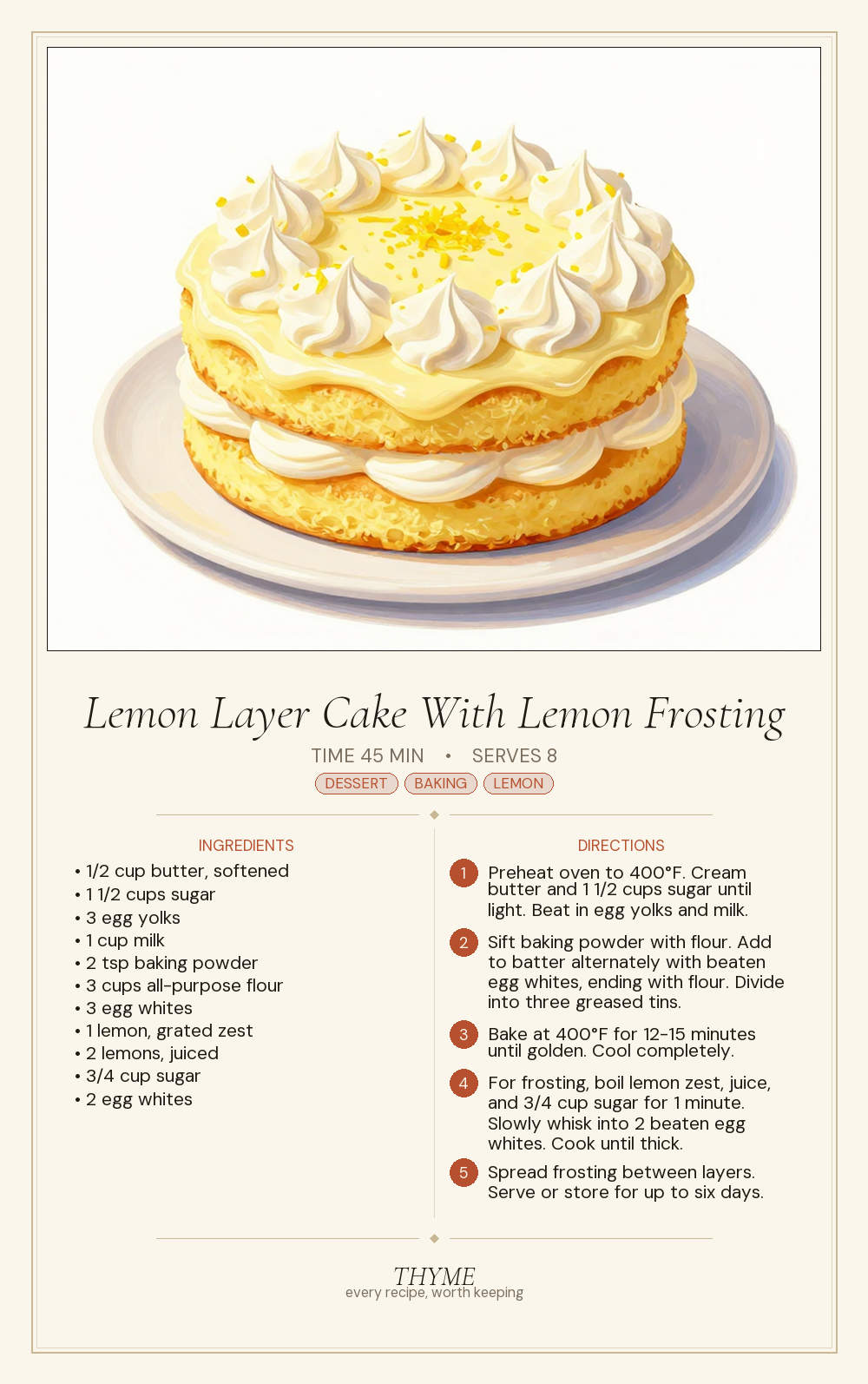 Lemon Layer Cake With Lemon Frosting