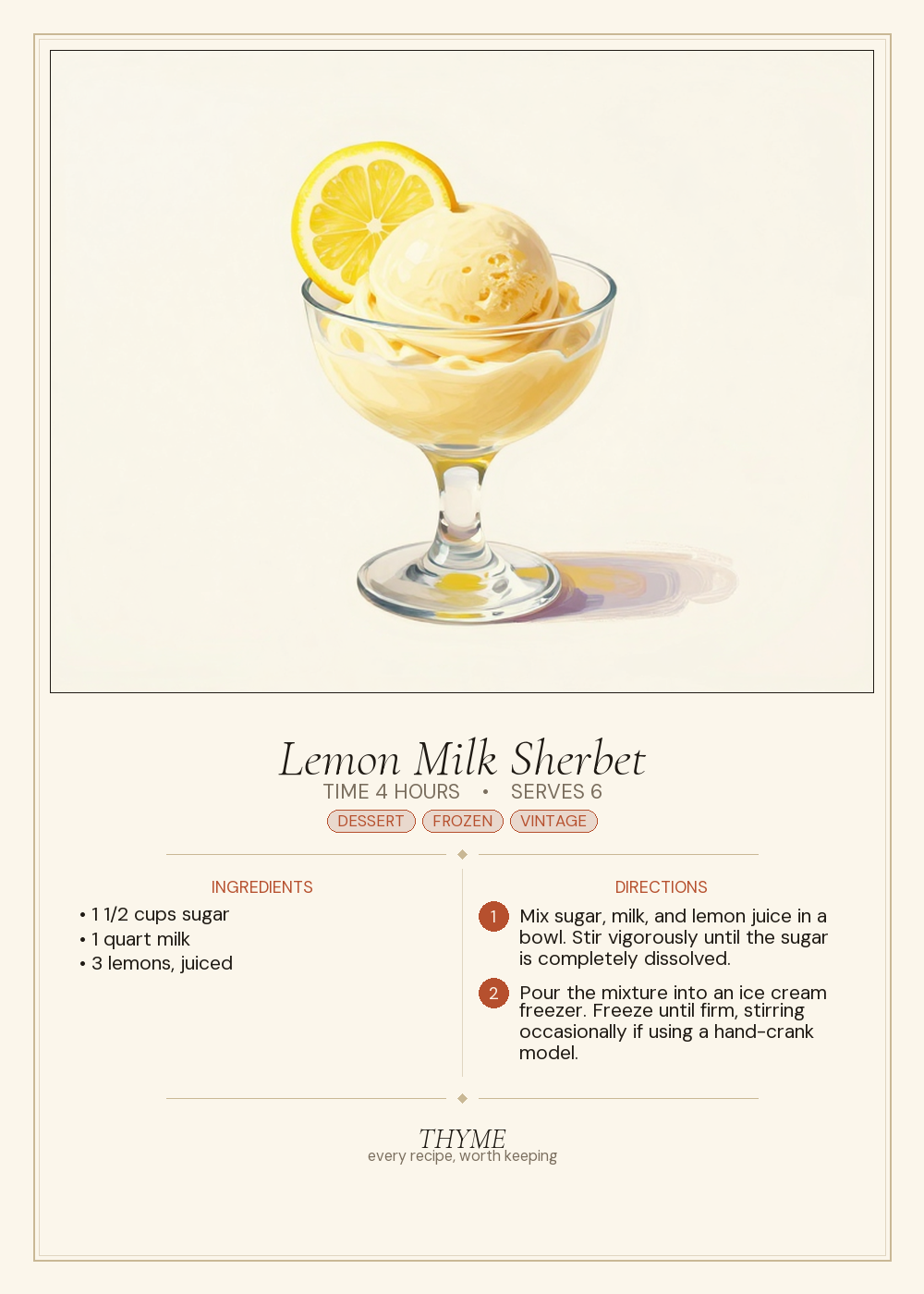 Lemon Milk Sherbet