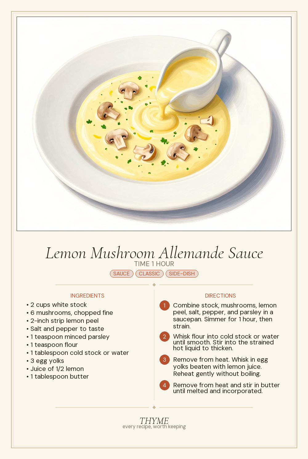 Lemon Mushroom Allemande Sauce