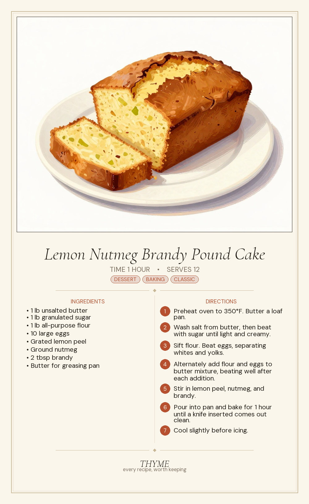 Lemon Nutmeg Brandy Pound Cake