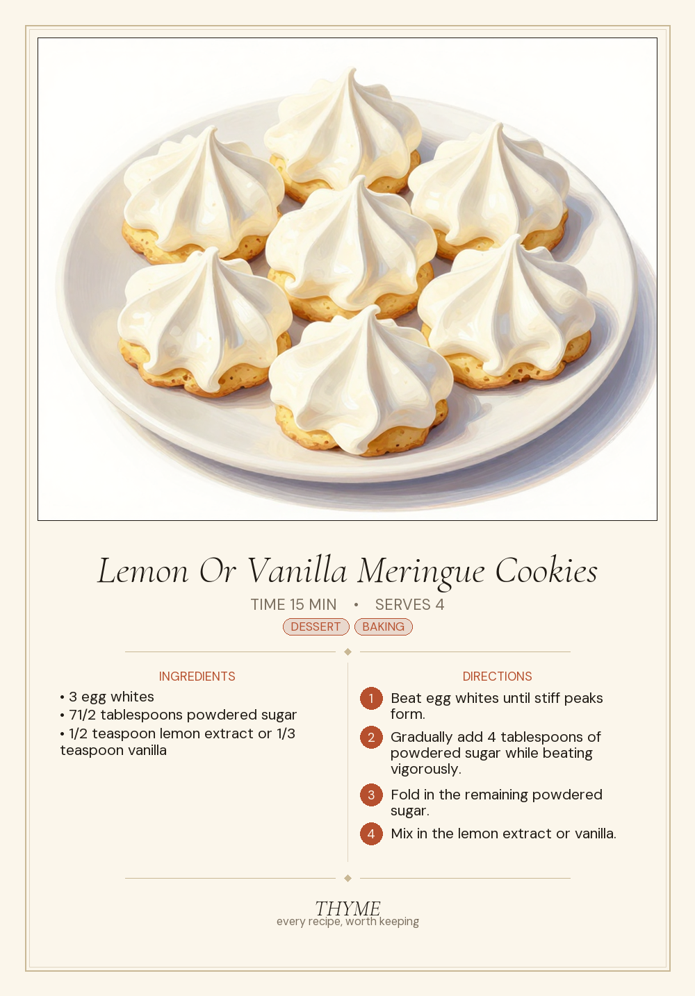 Lemon Or Vanilla Meringue Cookies