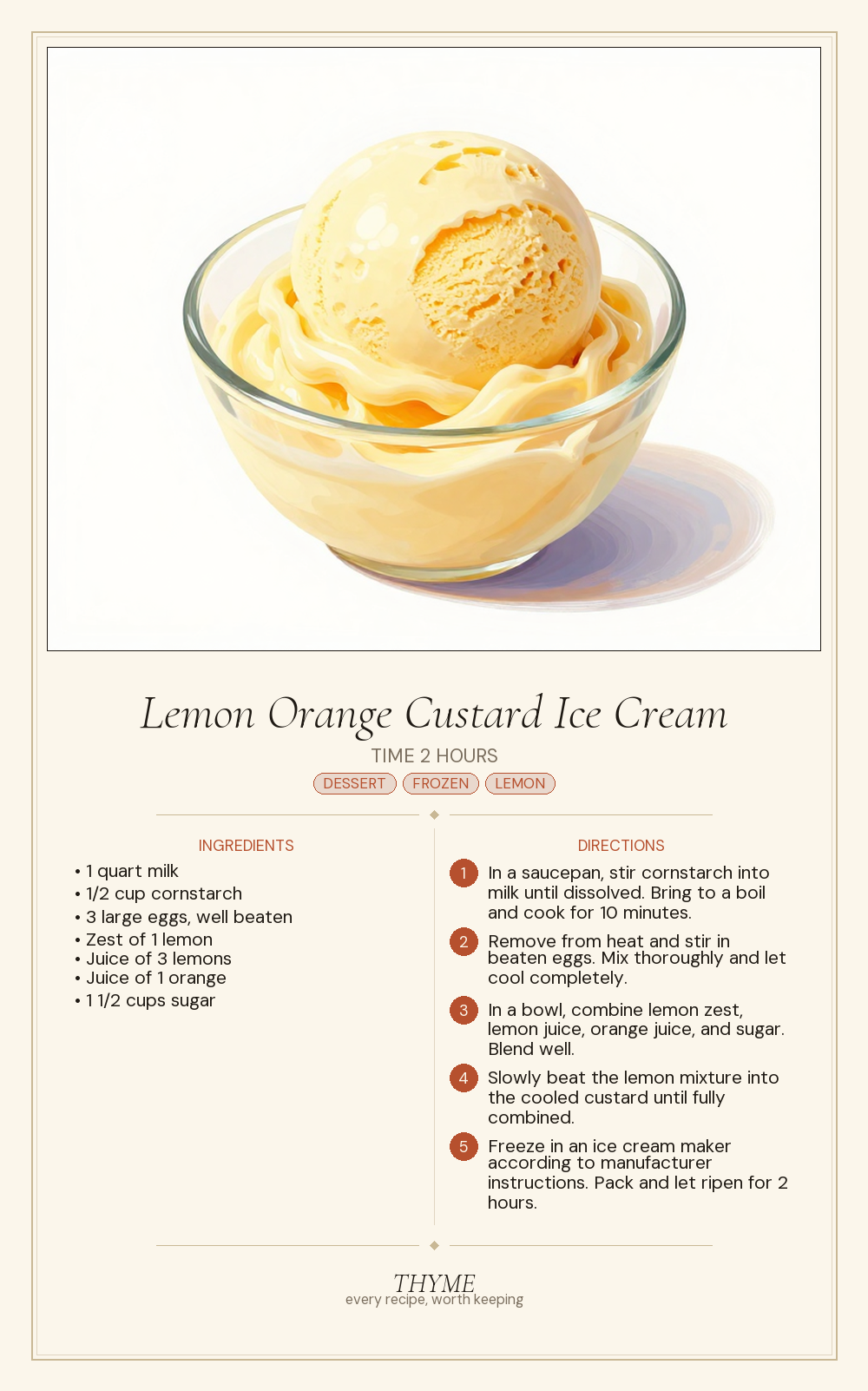 Lemon Orange Custard Ice Cream