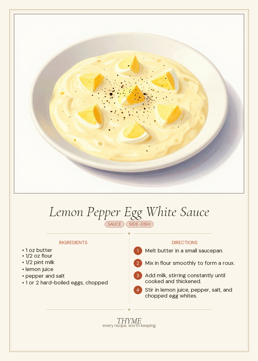 Lemon Pepper Egg White Sauce