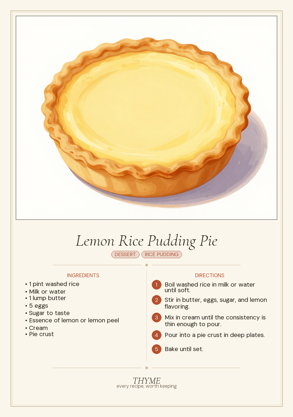 Lemon Rice Pudding Pie