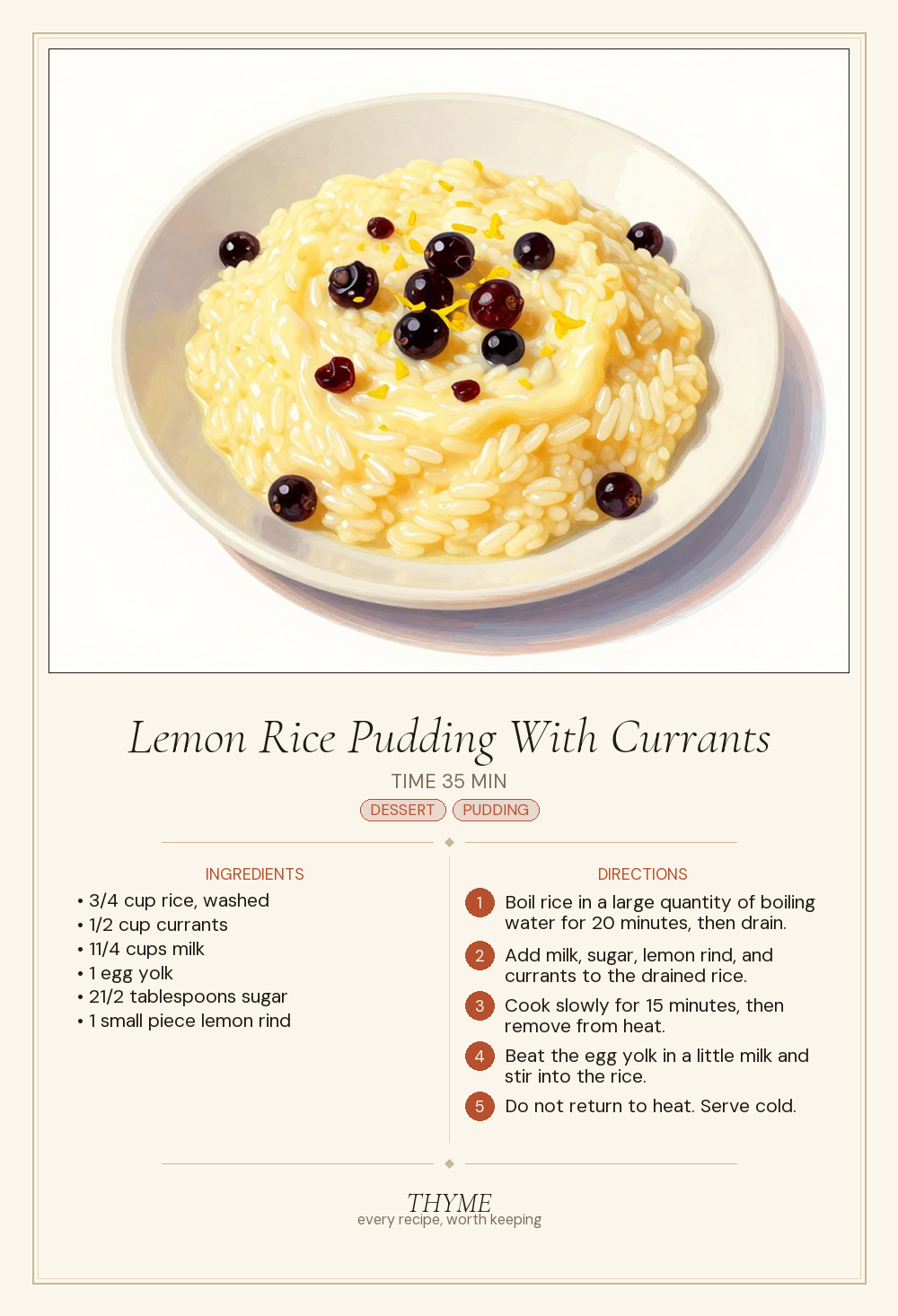 Lemon Rice Pudding With Currants