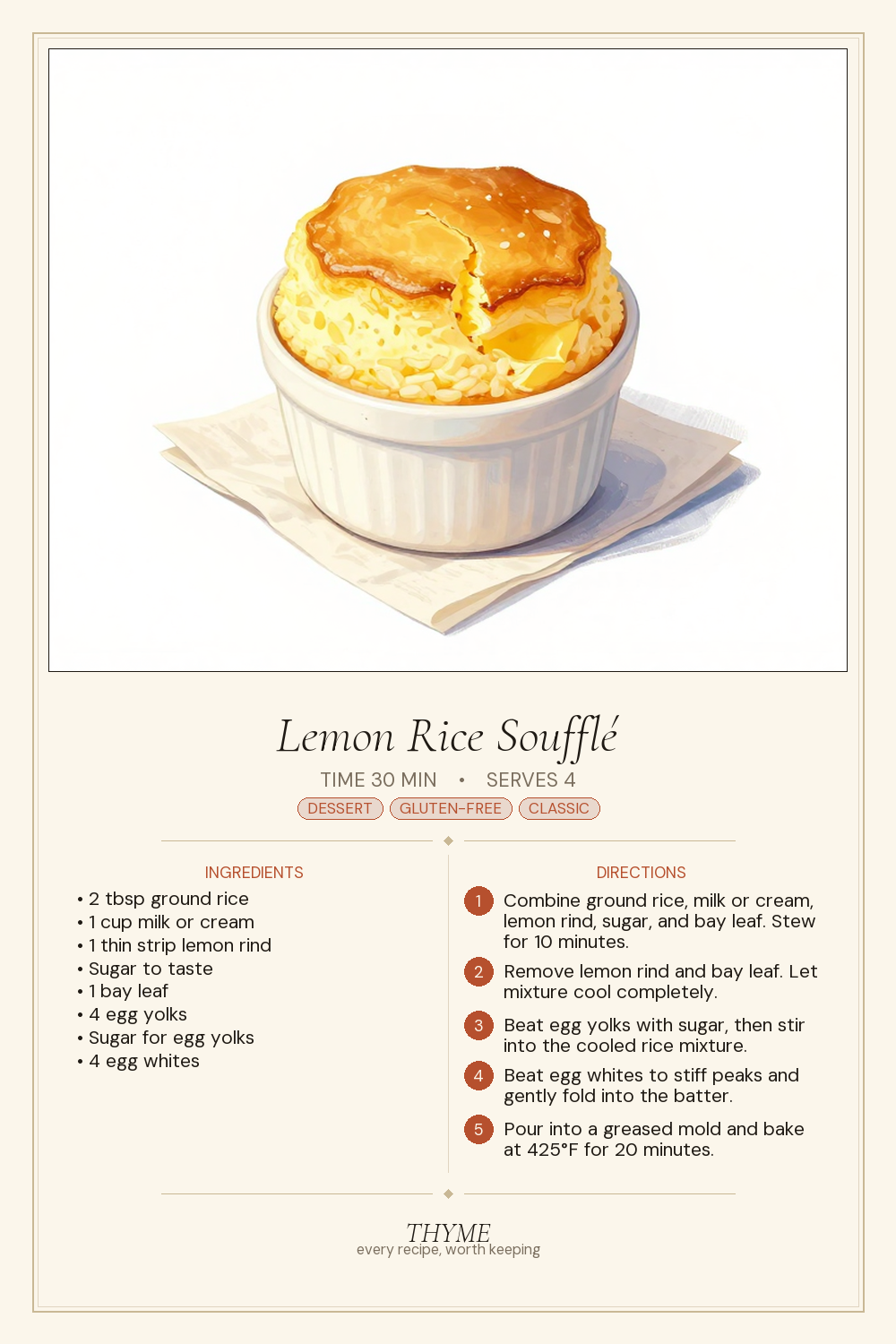Lemon Rice Soufflé