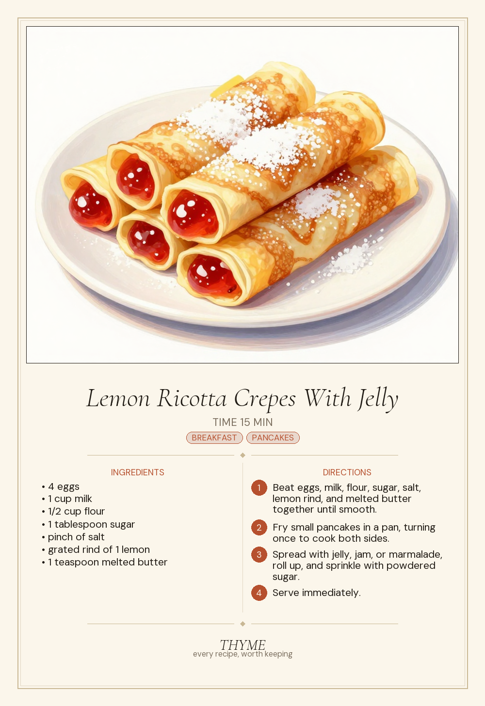 Lemon Ricotta Crepes With Jelly