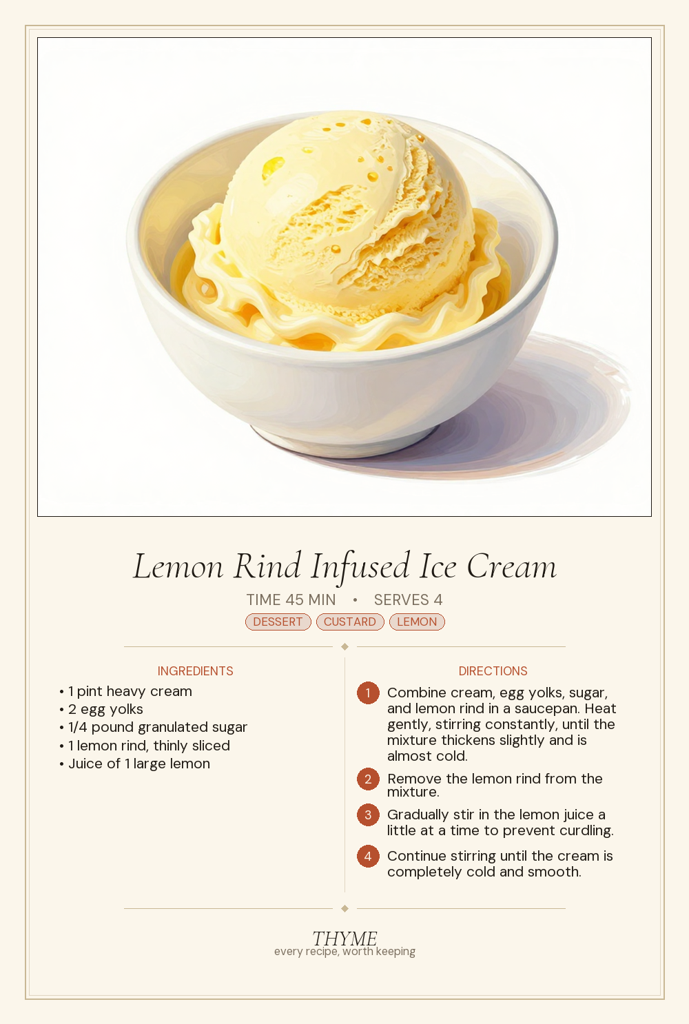 Lemon Rind Infused Ice Cream