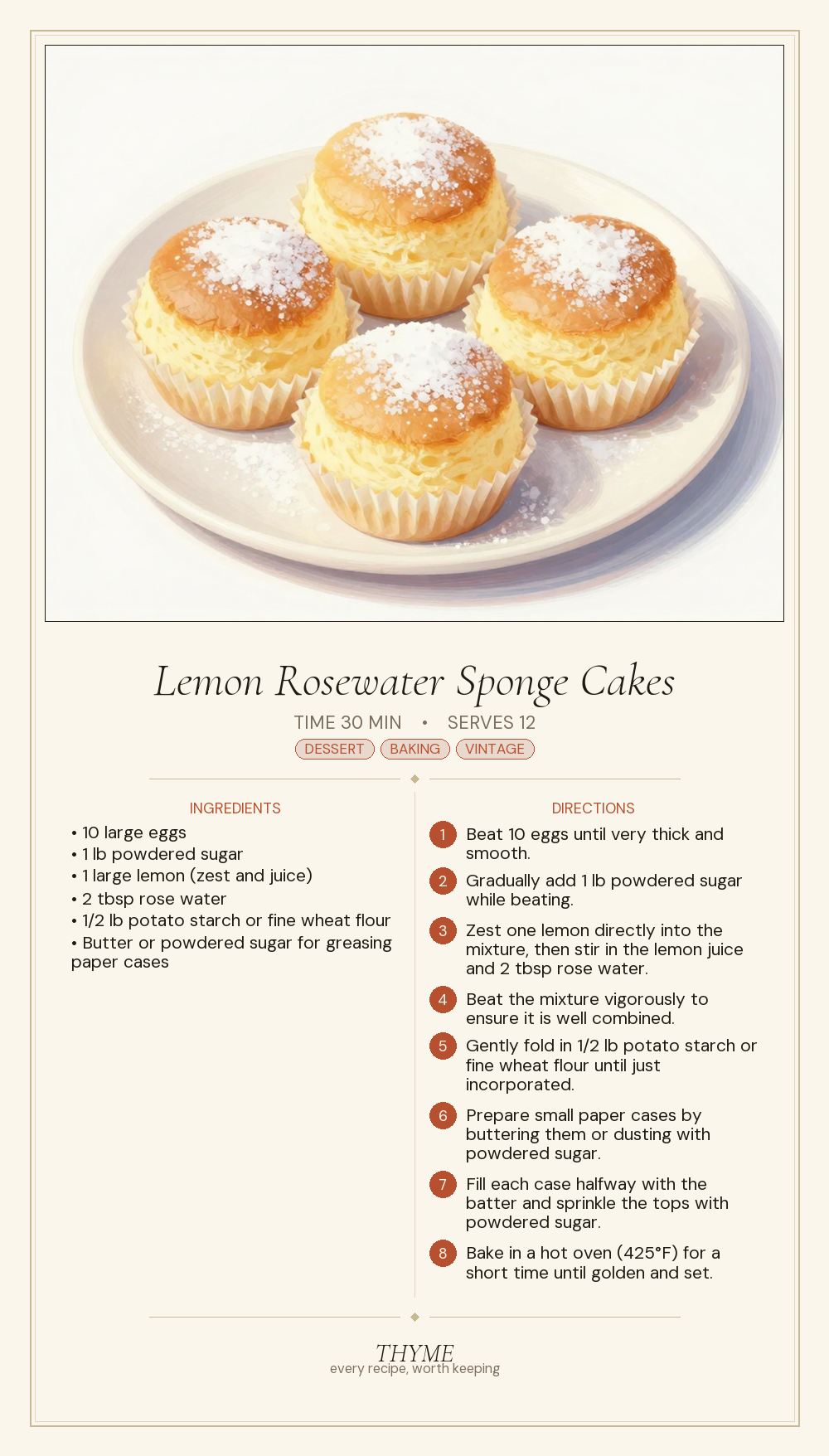 Lemon Rosewater Sponge Cakes