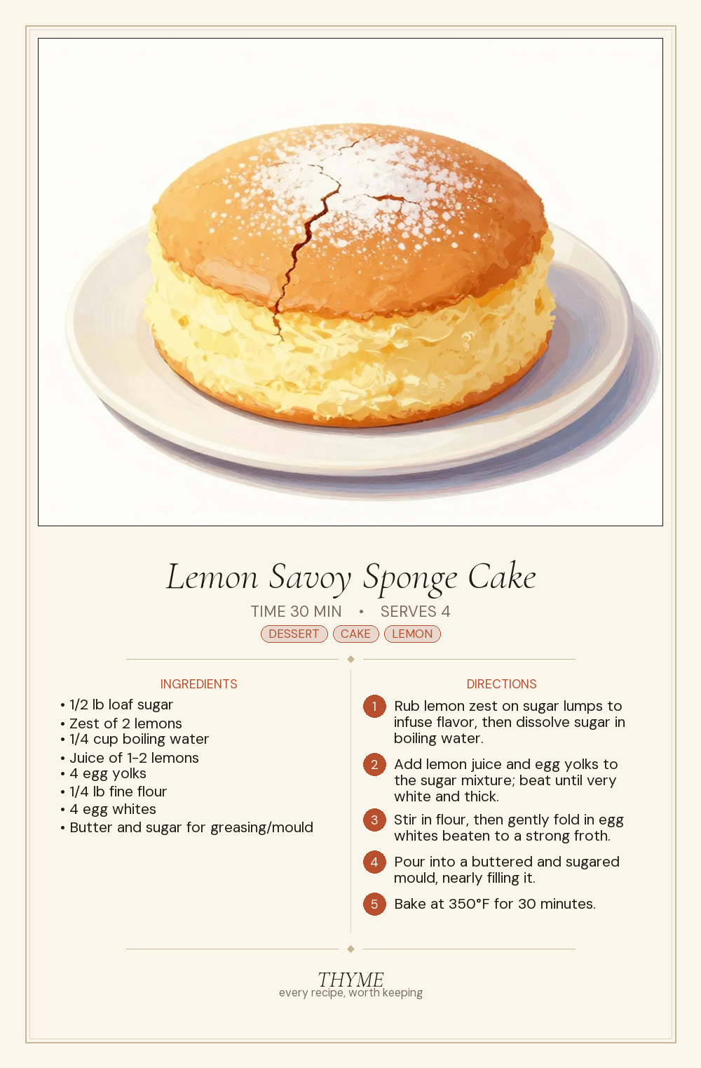 Lemon Savoy Sponge Cake