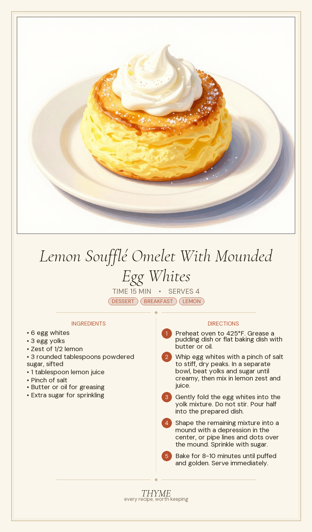 Lemon Soufflé Omelet With Mounded Egg Whites