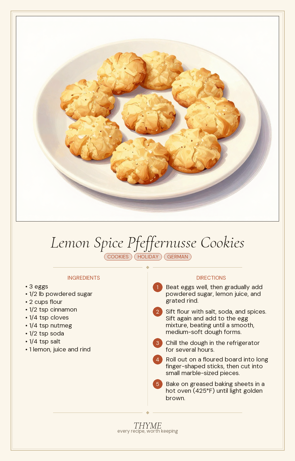 Lemon Spice Pfeffernusse Cookies