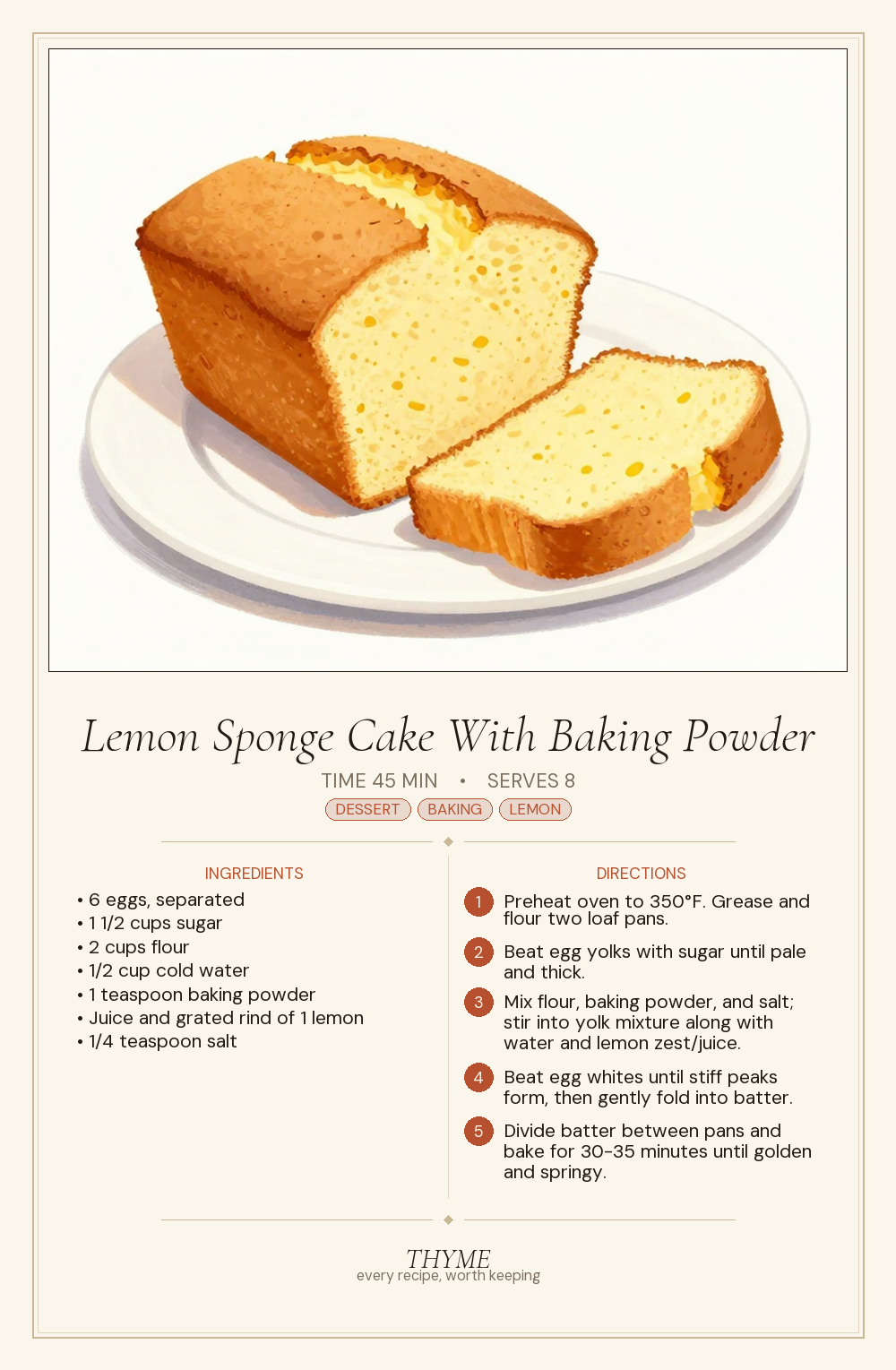 Lemon Sponge Cake With Baking Powder