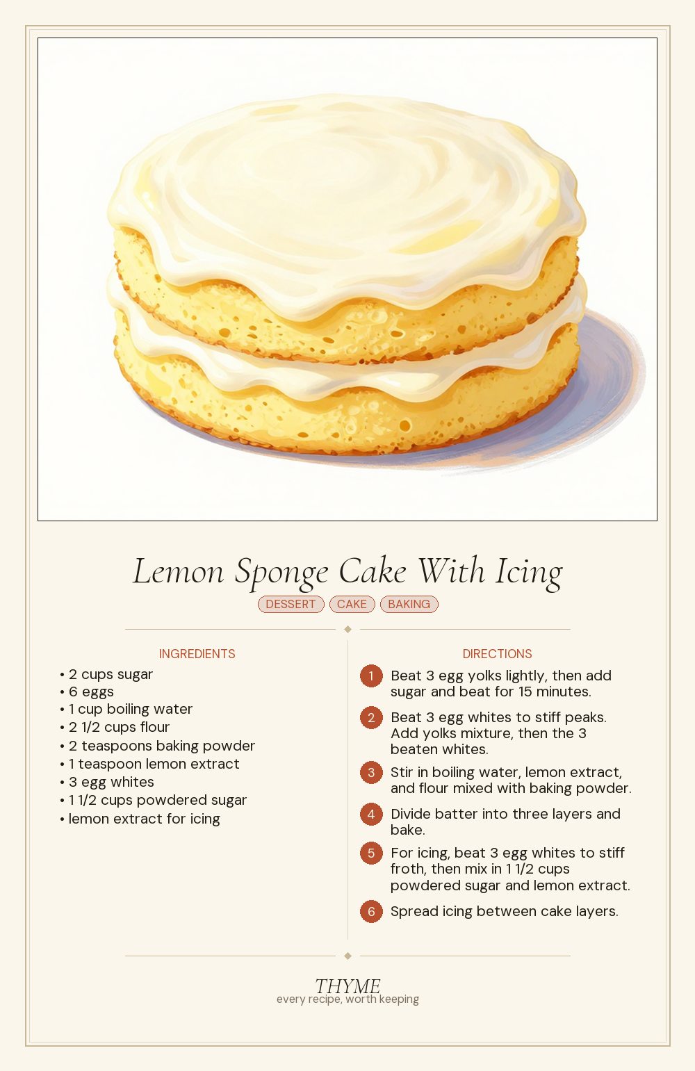 Lemon Sponge Cake With Icing