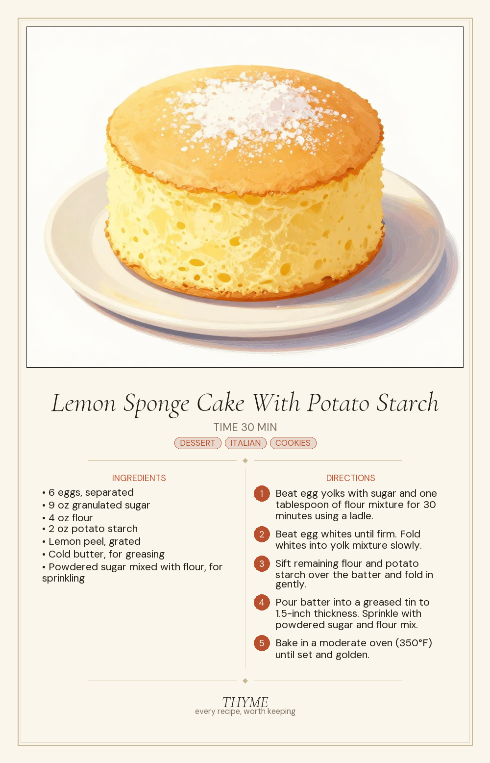 Lemon Sponge Cake With Potato Starch