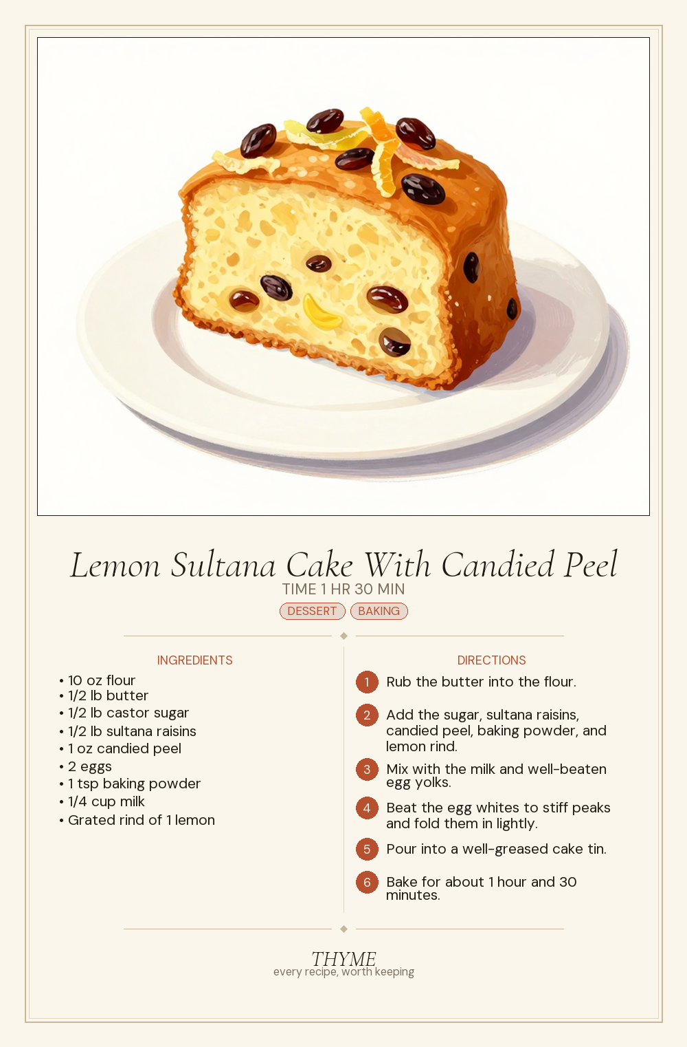 Lemon Sultana Cake With Candied Peel