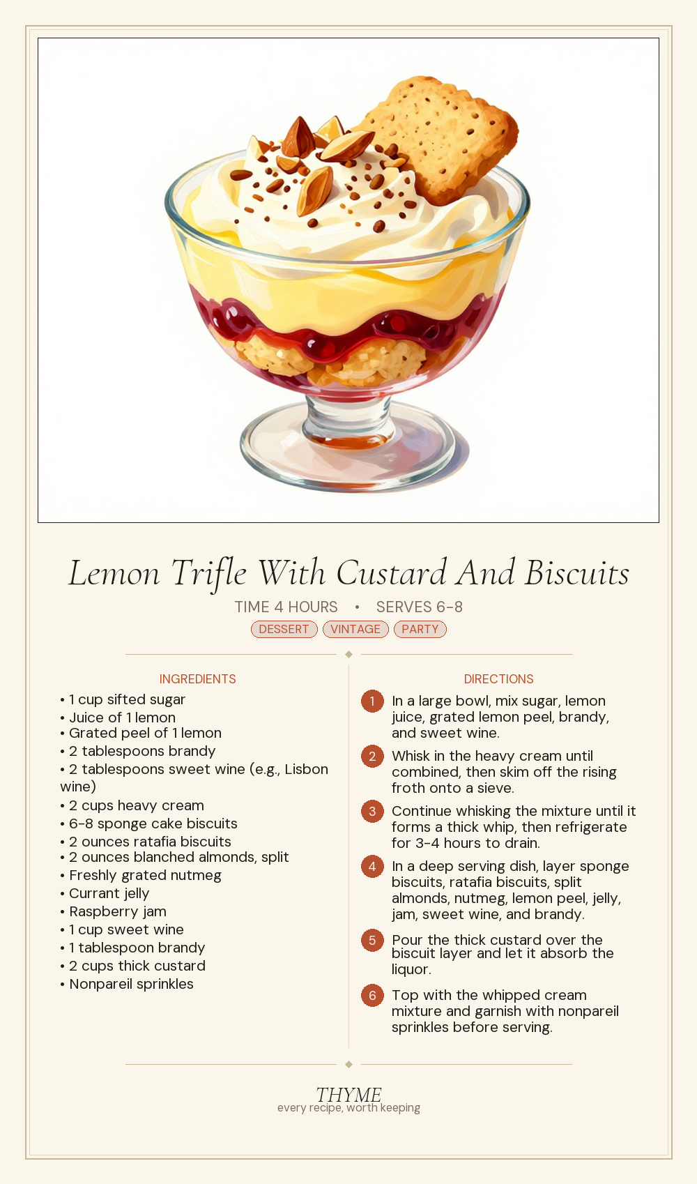 Lemon Trifle With Custard And Biscuits