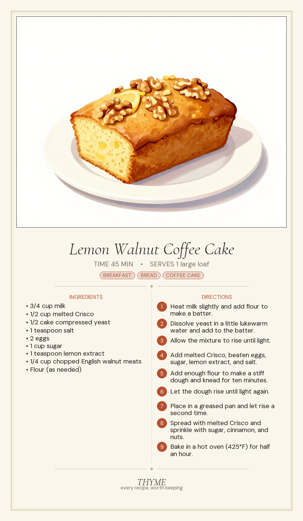 Lemon Walnut Coffee Cake
