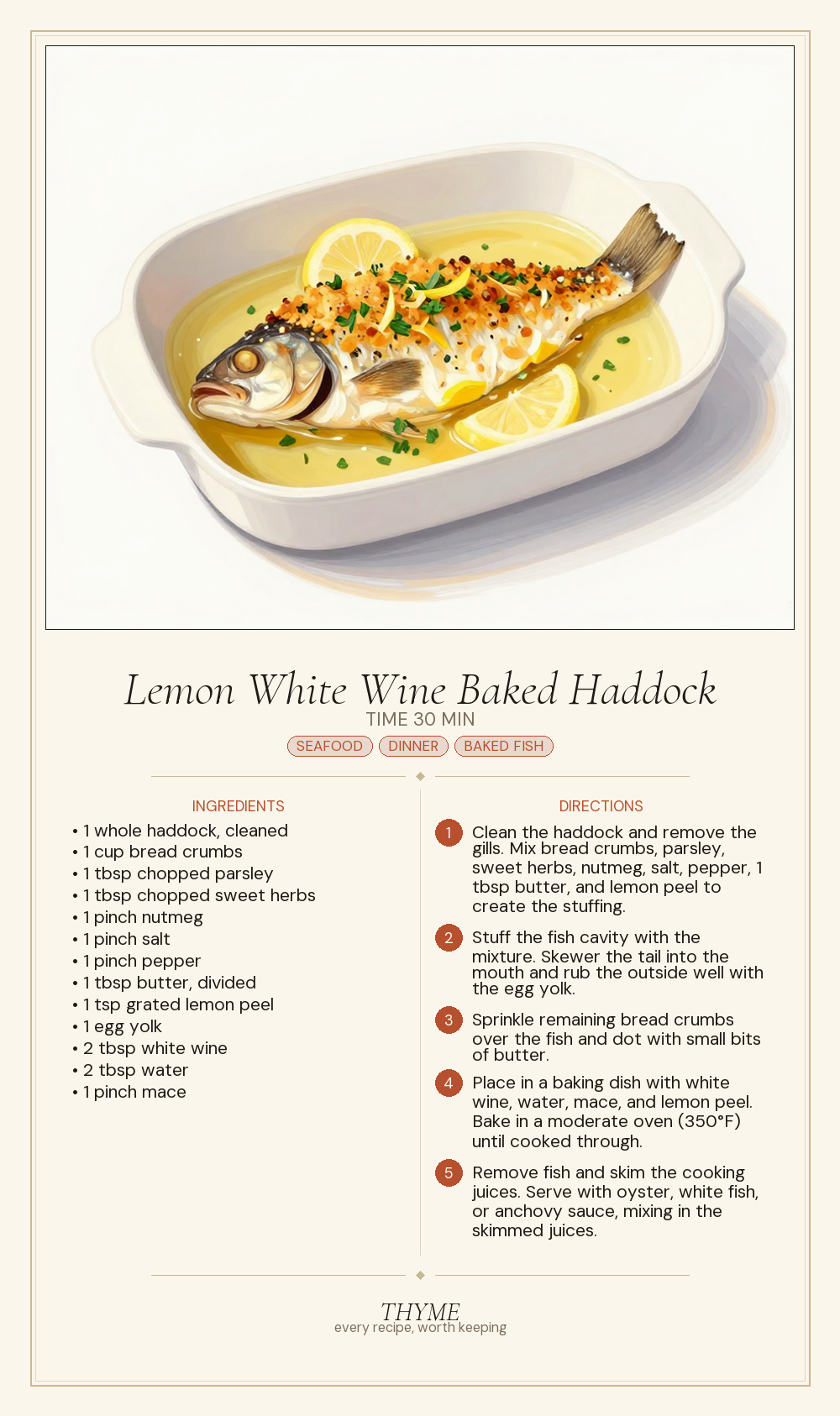 Lemon White Wine Baked Haddock