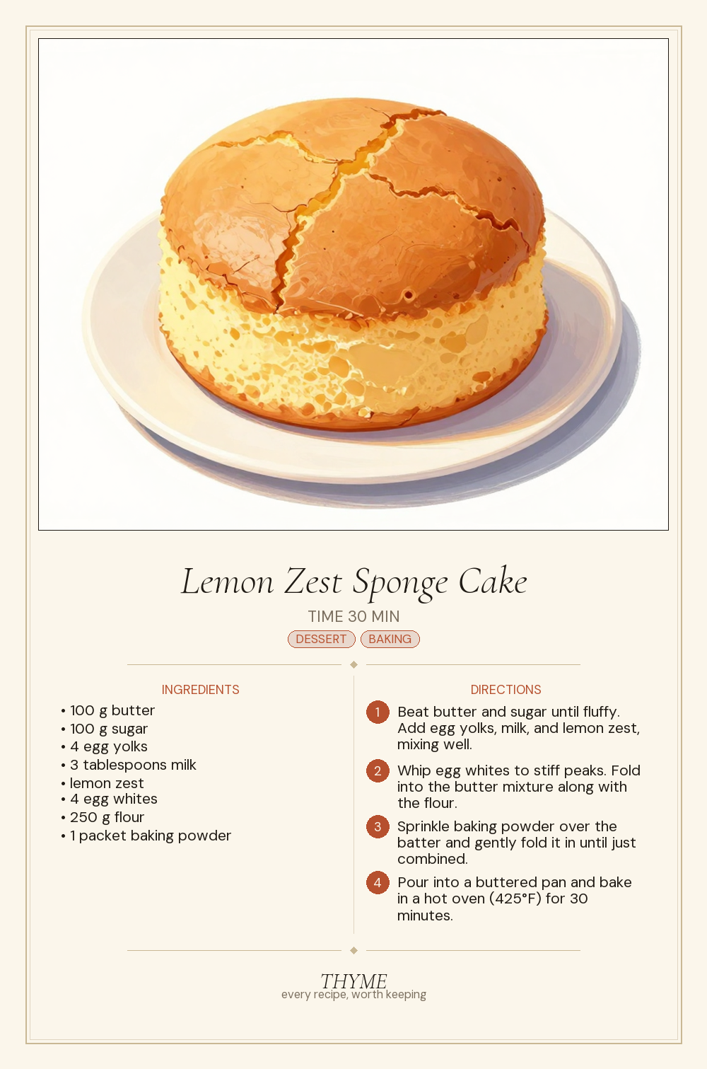 Lemon Zest Sponge Cake