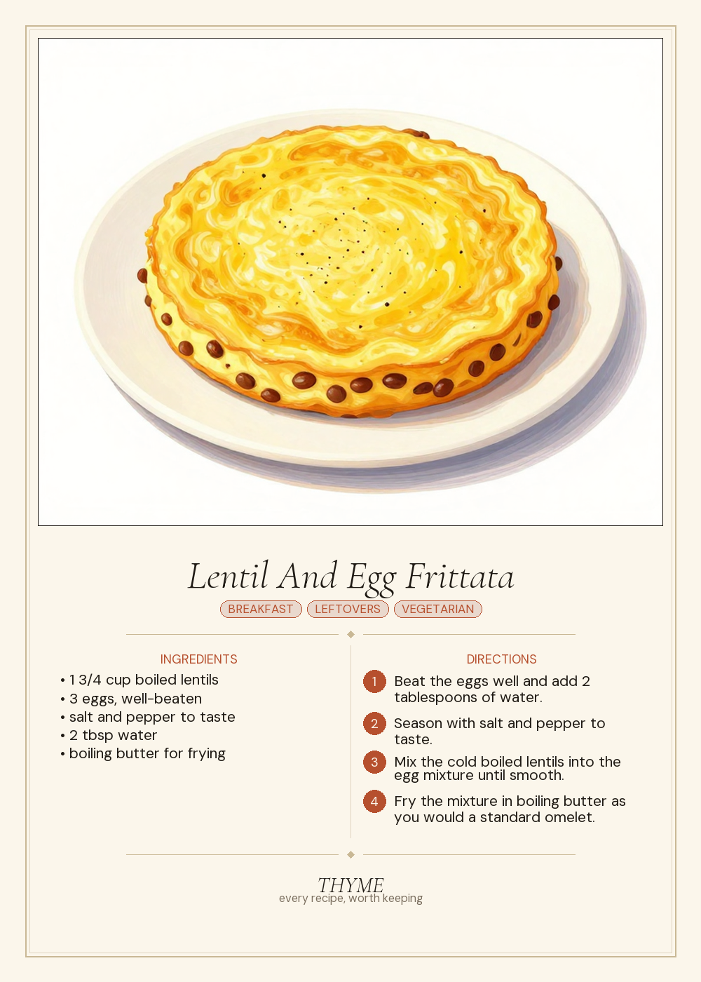 Lentil And Egg Frittata