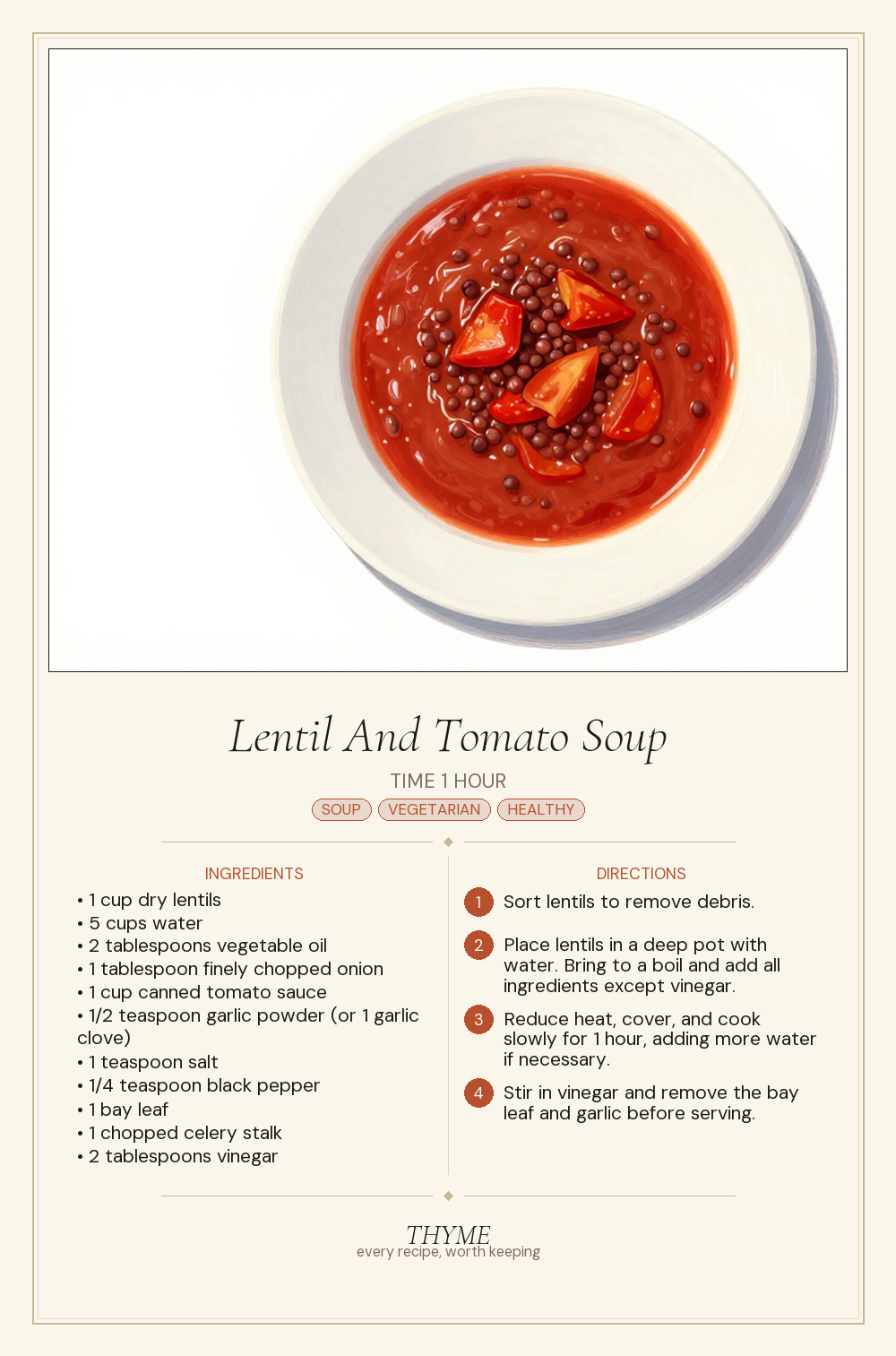Lentil And Tomato Soup