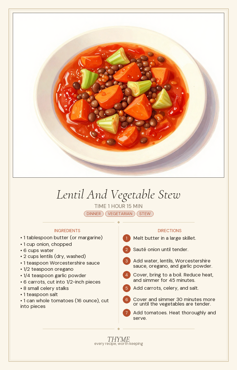 Lentil And Vegetable Stew