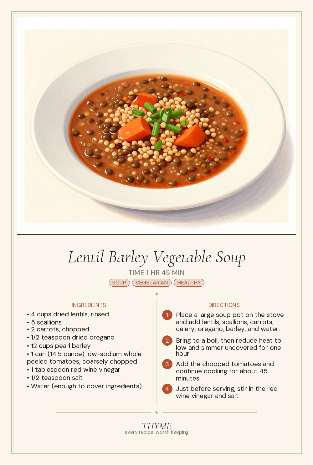 Lentil Barley Vegetable Soup
