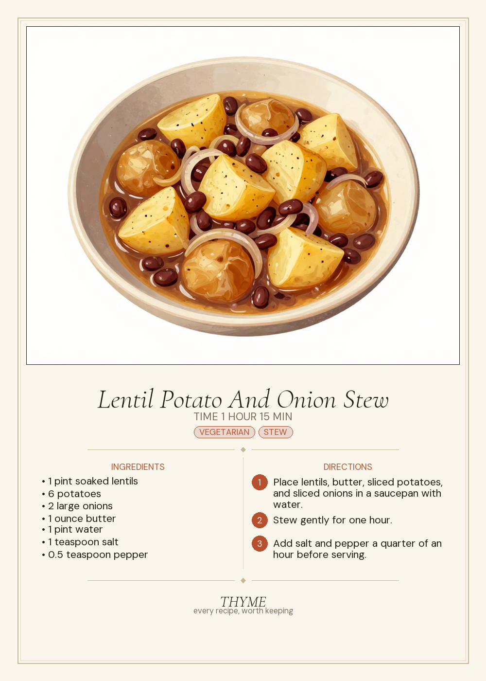 Lentil Potato And Onion Stew